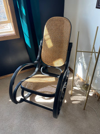 Black vintage wicker / cane rocking chair