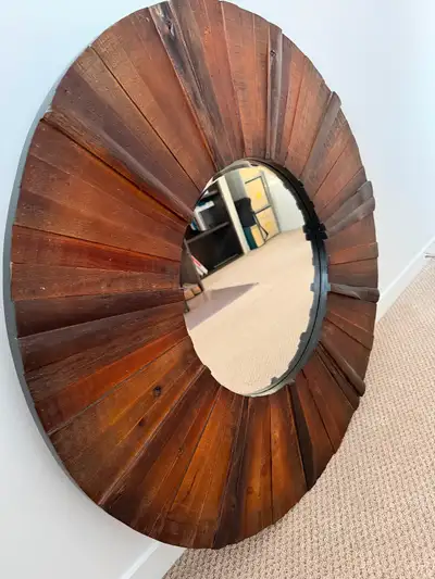 Round mirror real wood 36”, View more