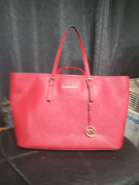 Michael Kors Michael  Scarlet Red Leather Tote.