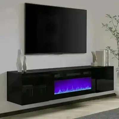 Modern High Gloss Wall Mounted Entertainment Center for TV 78"=, View more