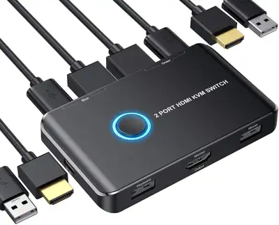 KVM Switch HDMI 2 Port Box,ABLEWE USB and HDMI Switch for 2 Comp, View more