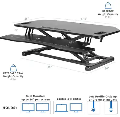 Vivo Extra Wide Standing Desk Converter Perfect for Corner Desks, View more