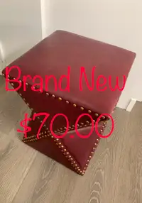 Ottoman/Stool - Wine Red with rivets - Brand New