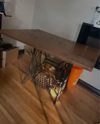Farmstyle Table on Singer Sewing Machine Base, View more