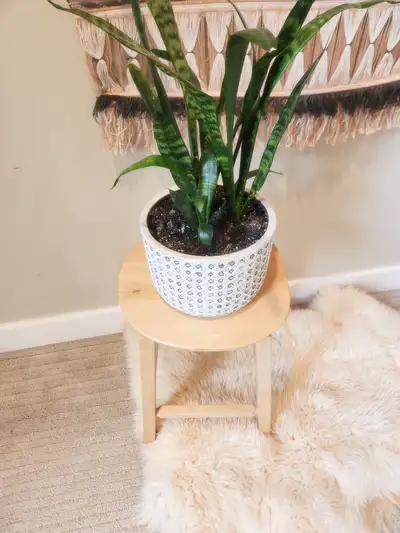 Like NEW vintage danish solid wood Plant stand or side table., View more