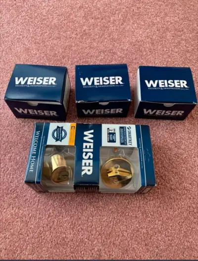 WEISER SMART KEY DEADBOLTS $120. FOR ALL 4., View more