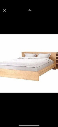 IKEA Queen MALM Bed with Storage Headboard
