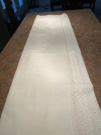Large Pristine White Cloth Tablecloth with Lace Edging