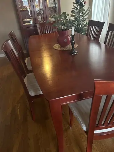 Beautiful Red Accent Dining Room Set with Hutch, View more
