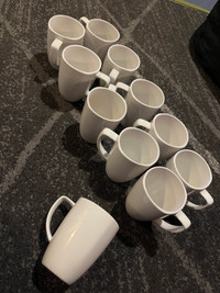 Set of 11 white corelle mugs