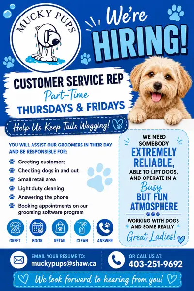 Customer service rep for grooming salon, View more