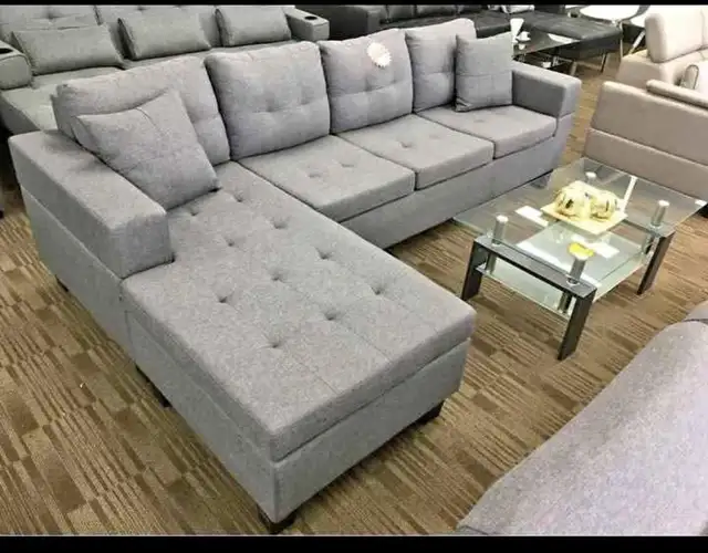 Delivery Available Comfortable L-Shape Sectional Sofa New Famil