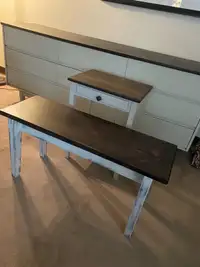 9 Drawer walnut dresser and  Side Table 