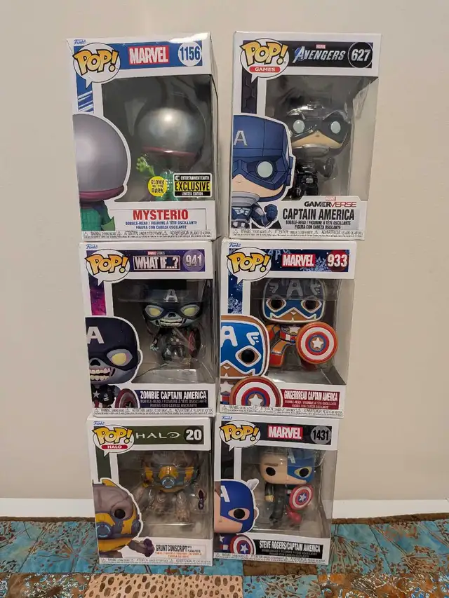 Marvel and Halo Funko pops 