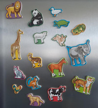 17 Vintage Wooden Colourful Animal Magnets