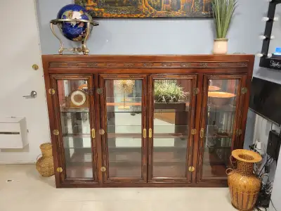 Vintage Chinesoiry Rosewood Carved Curio Cabinet&nbsp;, View more