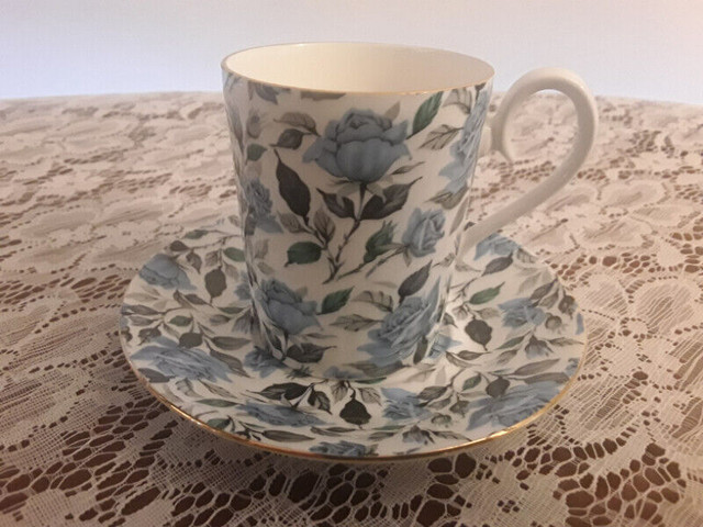 ROYAL ALBERT BONE CHINA DEMITASSE - BLUE POLKA in Arts & Collectibles in City of Toronto