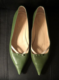 Kate spade Debra leather Green flats made in Italy size 7
