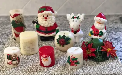 10 Various Christmas Candles (2 have been lit)-$10 cash for all. Porch pick up Harmony/Adelaide Osha...