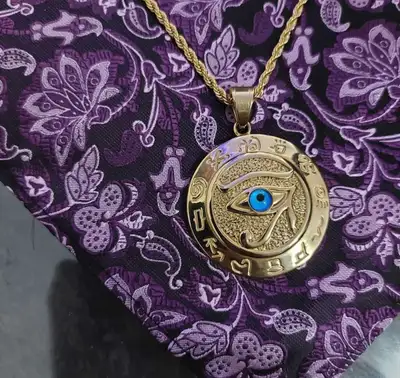 18K Gold Plated Eye of Ra Necklace Pendant and Chain, View more