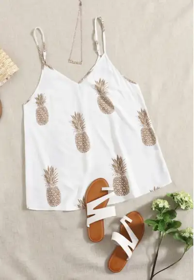 Plus Size Pineapple Print Cami Top, View more