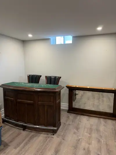 Bar with stools and mirror for a pool table area or bar / basement . Pickup in basement in Vaughan 2...