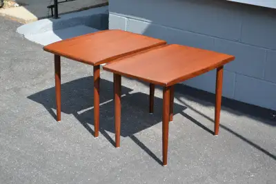 Selling a great pair of mcm teak side tables. Made in the 1960's the tables have just been profesion...