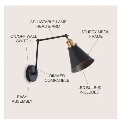 wall sconce black/glid, View more
