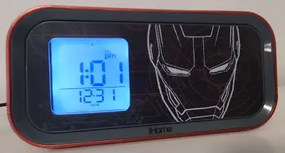 Iron Man iHome Alarm Clock iPod Speaker Dock and iPod mini adapter included No scratches on top or s...