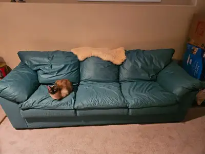 Teal green sofa, View more