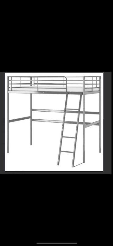 IKEA SVARTA LOFT BED WITH  LADDER AND MATTRESS in Beds & Mattresses in Chatham-Kent - Image 2