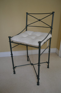 wrought iron bar stool chair with vertigris finish 26" H seat