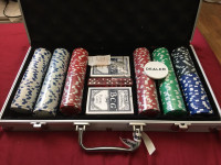 poker set-300 chips,1 dealer chip,2 packs of cards,5 red dice