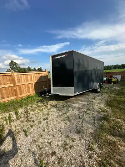 7 x 14 Enclosed Weberlane Extra tall V-Nose Single Axel Ramp Door Lightly Used for storage and movin...