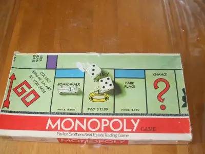 Vintage 1961 Monolpoly Game. Monopoly game box has been well used. It has all the properties, hotels...