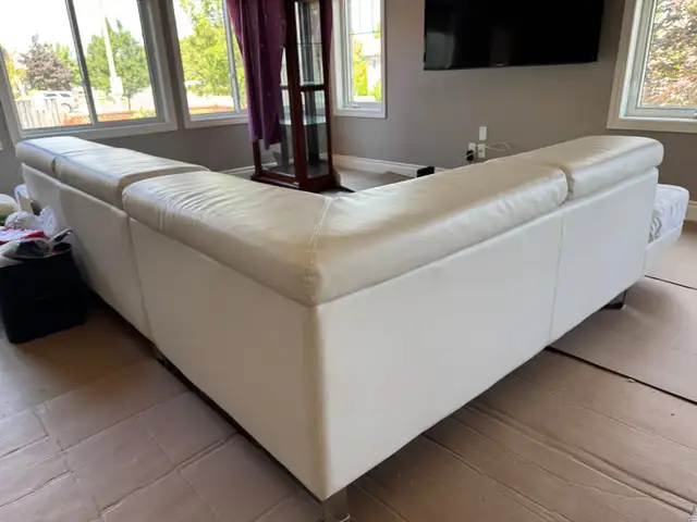 Large L- Shaped Artificial leather  white Sofa. in Chairs & Recliners in Kingston - Image 4