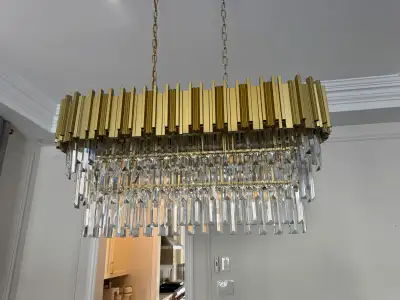 Chandelier and Wall Scone (x2) - Gold colour, View more