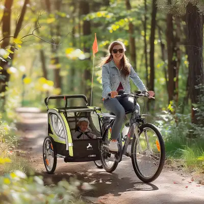 2 Seat Bike Trailer for Kids 2-in-1 Double Baby Jogging Strolle, View more
