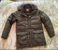 Mens Mec goose down jacket size small green olive