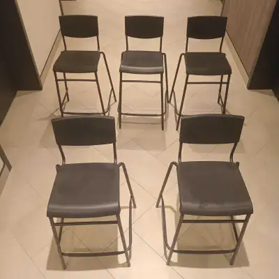 IKEA Stig Bar Stools Chairs Counter Height Backrest Black, View more