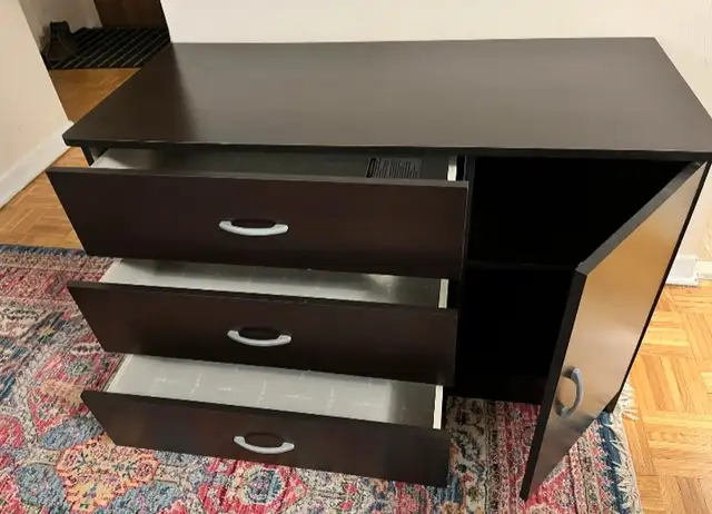 Dark Brown Dresser with 3 Drawers and Cabinet63735877903745122
