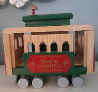 Vintage See's Candies collectible wooden trolley cable car