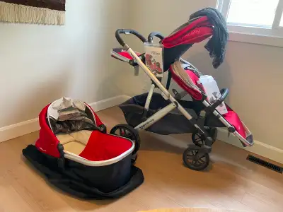 UPPAbaby Vista Double Stroller with Bassinet and Accessories, View more