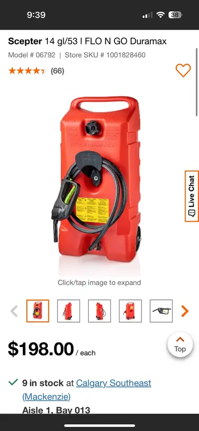 53 Litre Scepter Fuel container on wheels with a flow n go filler hose attatchment In good condition...