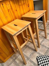 Ikea Wooden Bar Stools Pair (like new)