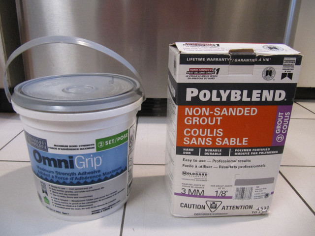 Custom Lite Omni Grip Adhesive & Poly Blend Delorean Gray Grout in Floors & Walls in Mississauga / Peel Region