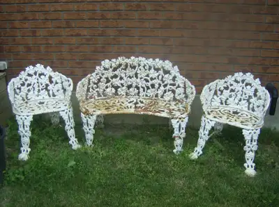 Cast Iron Bench and Chairs, $230.00 or trades, View more