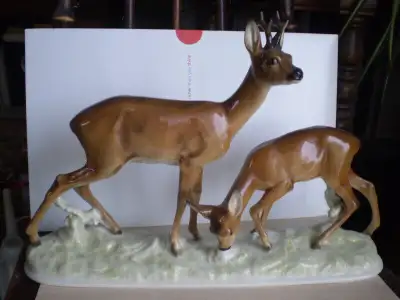 Hutschenreuther Deer Figurine - " Stag and Doe " -, View more