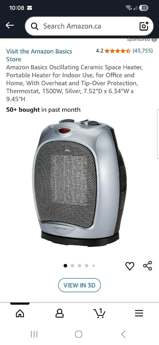 Amazon Basics Heater in Heaters, Humidifiers & Dehumidifiers in Kitchener / Waterloo - Image 2