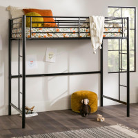 Metal Twin Over Loft Bunk Bed, Twin Size, Black